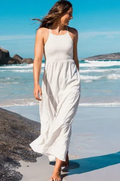 Dresses^Rip Curl Pacific Dreams Embroidered Dress Cream