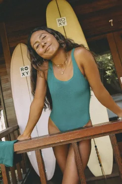 One Pieces^Roxy Palm Shadows High Leg One Piece Evergreen