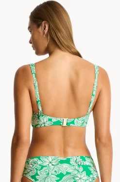 Bikini Tops^Sea Level Palmera Cross Front Bra Green