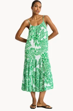 Dresses^Sea Level Palmera Resort Tiered Midi Sundress Green