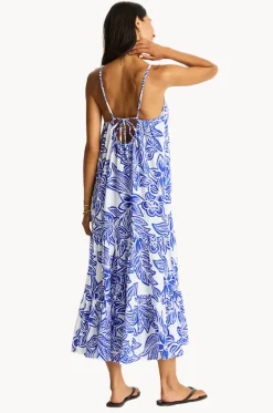 Dresses^Sea Level Palmera Resort Tiered Midi Sundress Blue
