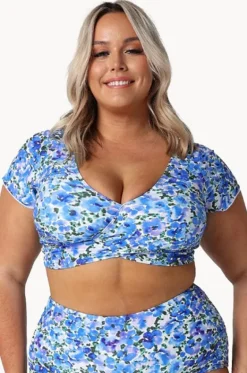 Bikini Tops^Capriosca Pansy Frill Wrap Bra White/purple