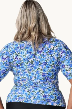 Rashies & Sunsuits^Capriosca Pansy Short Sleeve Zip Suntop White/purple