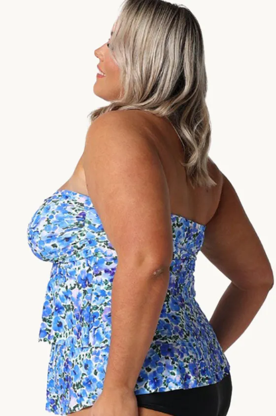 Tankini Tops^Capriosca Pansy Tiered Bandeau Tankini Separate White/Purple