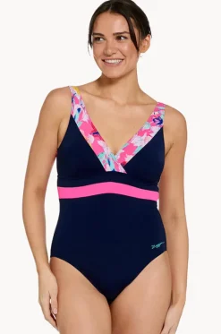 One Pieces^Zoggs Paradiso Square Back One Piece Navy/pink
