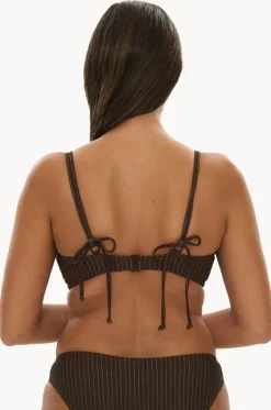Bikini Tops^Raq Apparel Pinstripe FF/G Cup Underwire Halter Chocolate