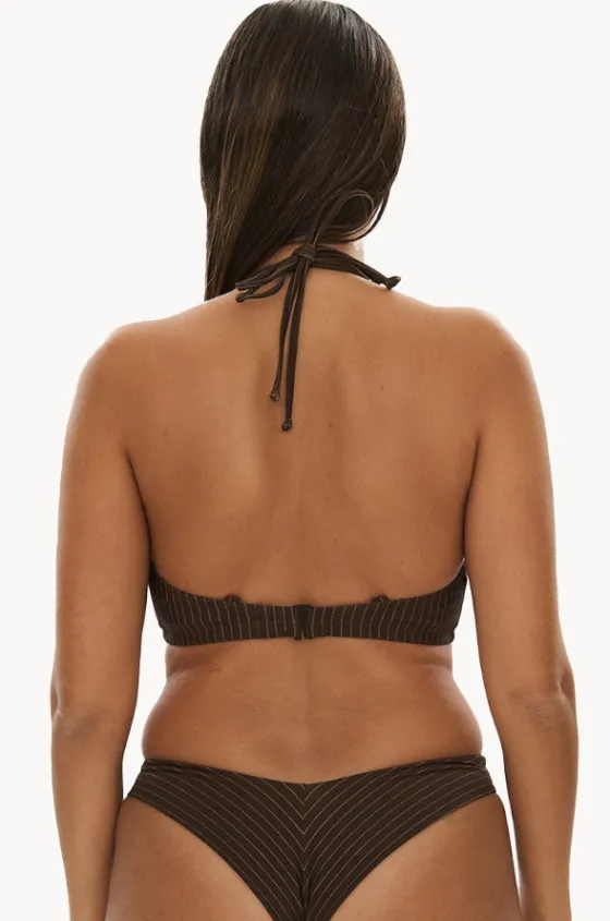 Bikini Tops^Raq Apparel Pinstripe GG/H Cup Underwire Halter Chocolate