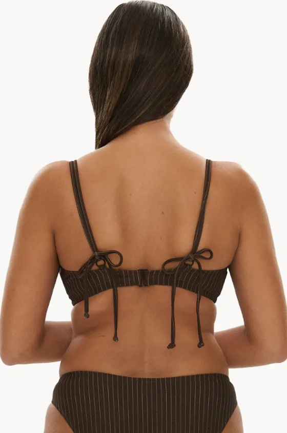 Bikini Tops^Raq Apparel Pinstripe GG/H Cup Underwire Halter Chocolate