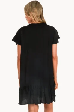 Dresses^Go Girl Plain Cap Sleeve Button Dress Black