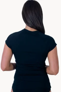 Rashies & Sunsuits^Base Swim Plain Cap Sleeve Suntop BLACK