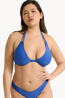 Bikini Tops^Raq Apparel Plain FF/G Cup Underwire Halter Cobalt
