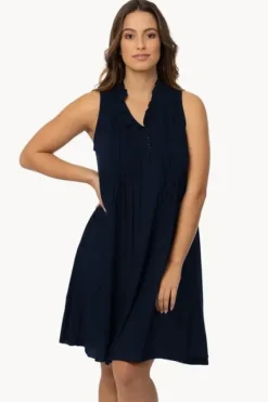 Dresses^Bodacious Plain Lombok Pleat Dress Navy