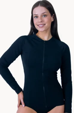 Rashies & Sunsuits^Base Swim Plain Long Sleeve Suntop Black