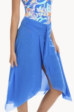 Sarongs^Togs Swimwear Plain Mesh Frill Skirt Cornflower