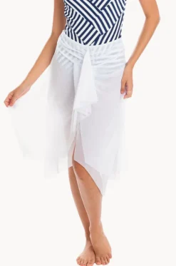 Sarongs^Togs Swimwear Plain Mesh Frill Skirt White