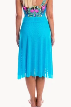 Sarongs^Togs Swimwear Plain Mesh Frill Skirt Turquoise
