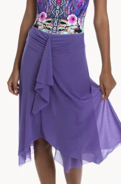 Sarongs^Togs Swimwear Plain Mesh Frill Skirt Purple