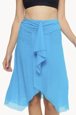 Sarongs^Togs Swimwear Plain Mesh Frill Skirt Aqua