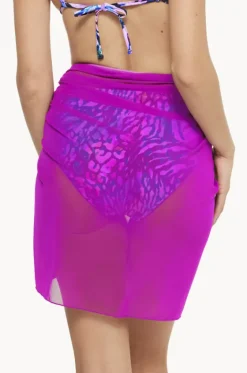 Sarongs^Togs Swimwear Plain Mesh Sarong Hot pink