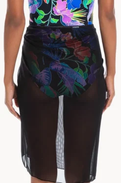 Sarongs^Togs Swimwear Plain Mesh Sarong Black