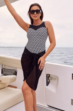 Sarongs^Togs Swimwear Plain Mesh Sarong Black