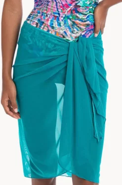 Sarongs^Togs Swimwear Plain Mesh Sarong Teal