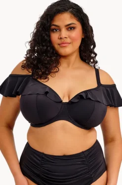 Bikini Tops^Elomi Swimwear Plain Sailing Ff Cup Ruffle Plunge Bra BLACK