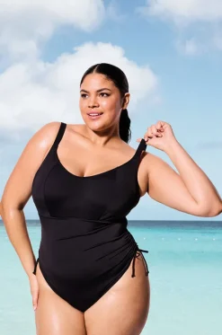 One Pieces^Elomi Swimwear Plain Sailing H Cup Adjustable Side One Piece BLACK