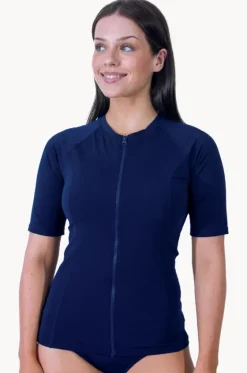 Rashies & Sunsuits^Base Swim Plain Short Sleeve Suntop Navy
