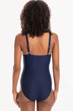 One Pieces^Togs Swimwear Plain Textured Scoop Neck One Piece Navy