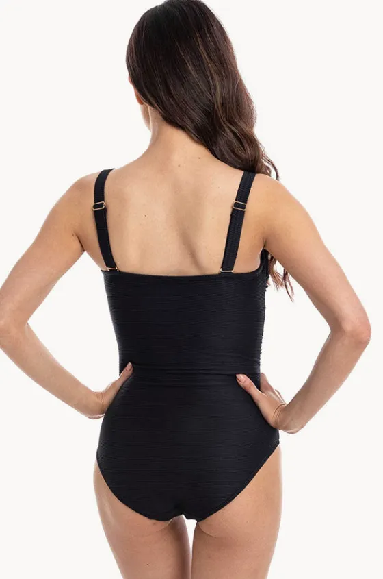 One Pieces^Togs Swimwear Plain Textured Twist Bandeau One Piece BLACK