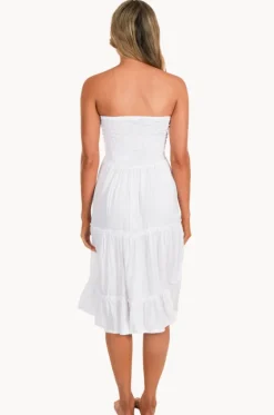 Dresses^Go Girl Plain Tiered Ruched Dress White