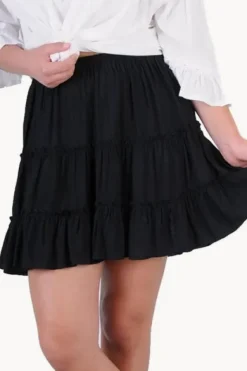 Skirts^Go Girl Plain Tiered Skirt BLACK