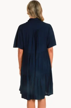 Dresses^Go Girl Plain Victoria Button Front Dress Navy