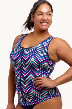 Tankini Tops^Funkita Point Out DD/E Cup Zip Front Tankini Separate Multi