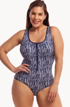 One Pieces^Funkita Pressure Palm DD/E Cup Zip Front One Piece Navy/white