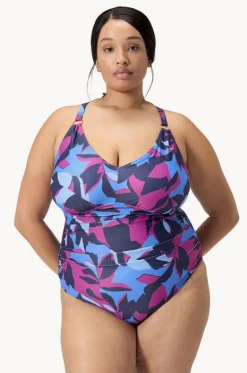 One Pieces^Speedo Printed Shaping V Neck One Piece Blue/purple