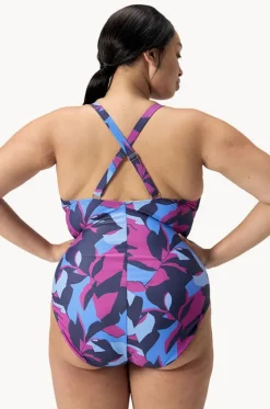 One Pieces^Speedo Printed Shaping V Neck One Piece Blue/purple