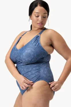 One Pieces^Speedo Printed Shaping V Neck One Piece Spruce blue