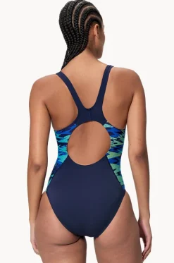One Pieces^Speedo Printed Splice Muscleback One Piece Peacoat