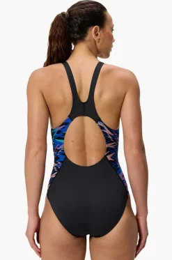 One Pieces^Speedo Printed Splice Muscleback One Piece Black/Pink