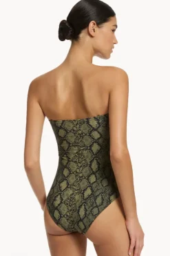 One Pieces^Jets Python Splice Bandeau One Piece Olive
