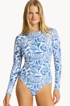 Rashies & Sunsuits^Sea Level Reef Long Sleeve Sunsuit Denim