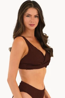 Bikini Tops^Moontide Retro Deco DD/E Cup Wrap Front Bra Espresso