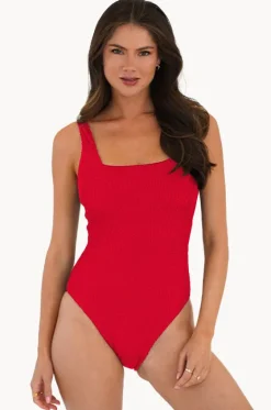 One Pieces^Moontide Retro Deco F/G Cup Square Neck One Piece Hibiscus