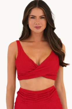 Bikini Tops^Moontide Retro Deco F/G Cup Wrap Front Bra Hibiscus