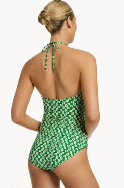 One Pieces^Jets Rio Halter Trim One Piece Emerald