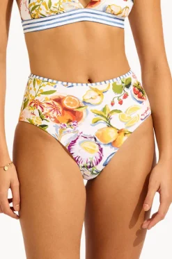 Bottoms^Seafolly Riviera Coast High Waisted Pant White