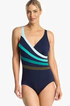 One Pieces^Poolproof Rozella Fan Splice Tank One Piece Navy/sky
