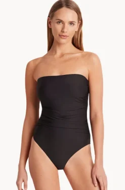 One Pieces^Monte u0026 Lou Ruched Bandeau One Piece Black
